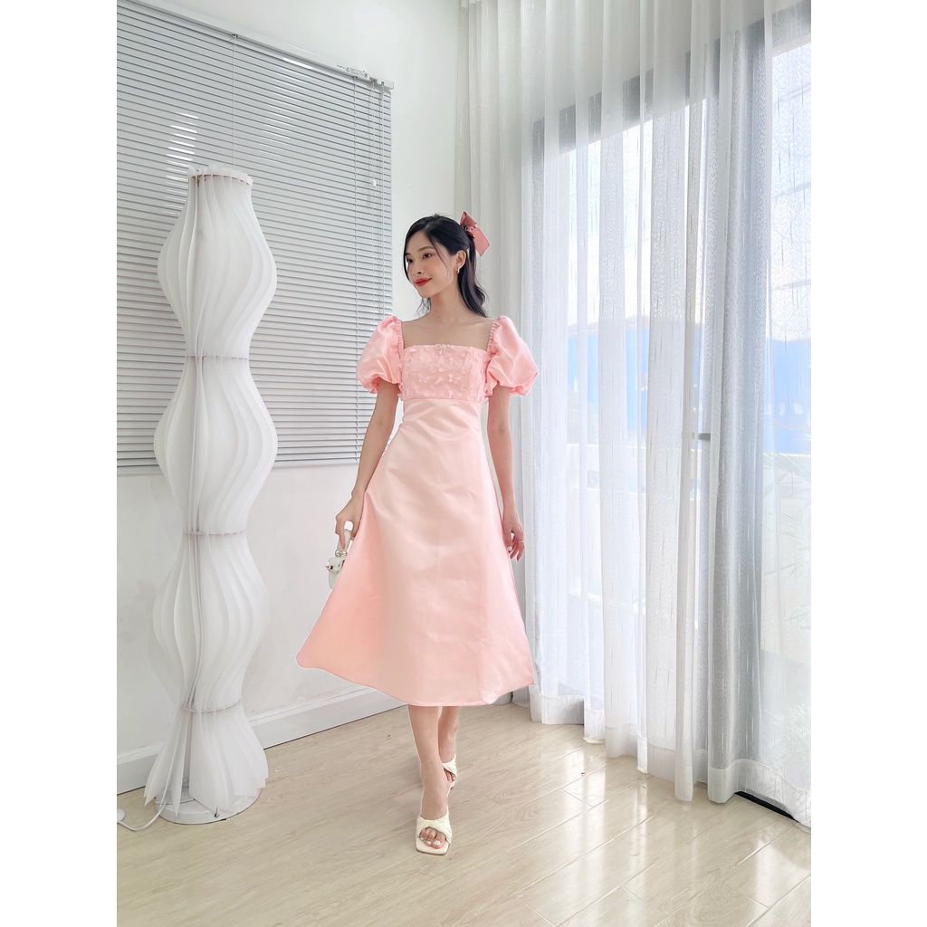 Đầm nữ tafta tay bồng họa tiết 3D - NABI DRESS - GOÛT DE JUN