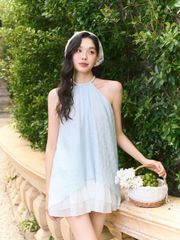 GOUT DE JUN Váy Nữ Cổ Yếm Chất Voan Xốp Rũ Mềm FEWSY DRESS Đầm Form Suông Thanh Lịch