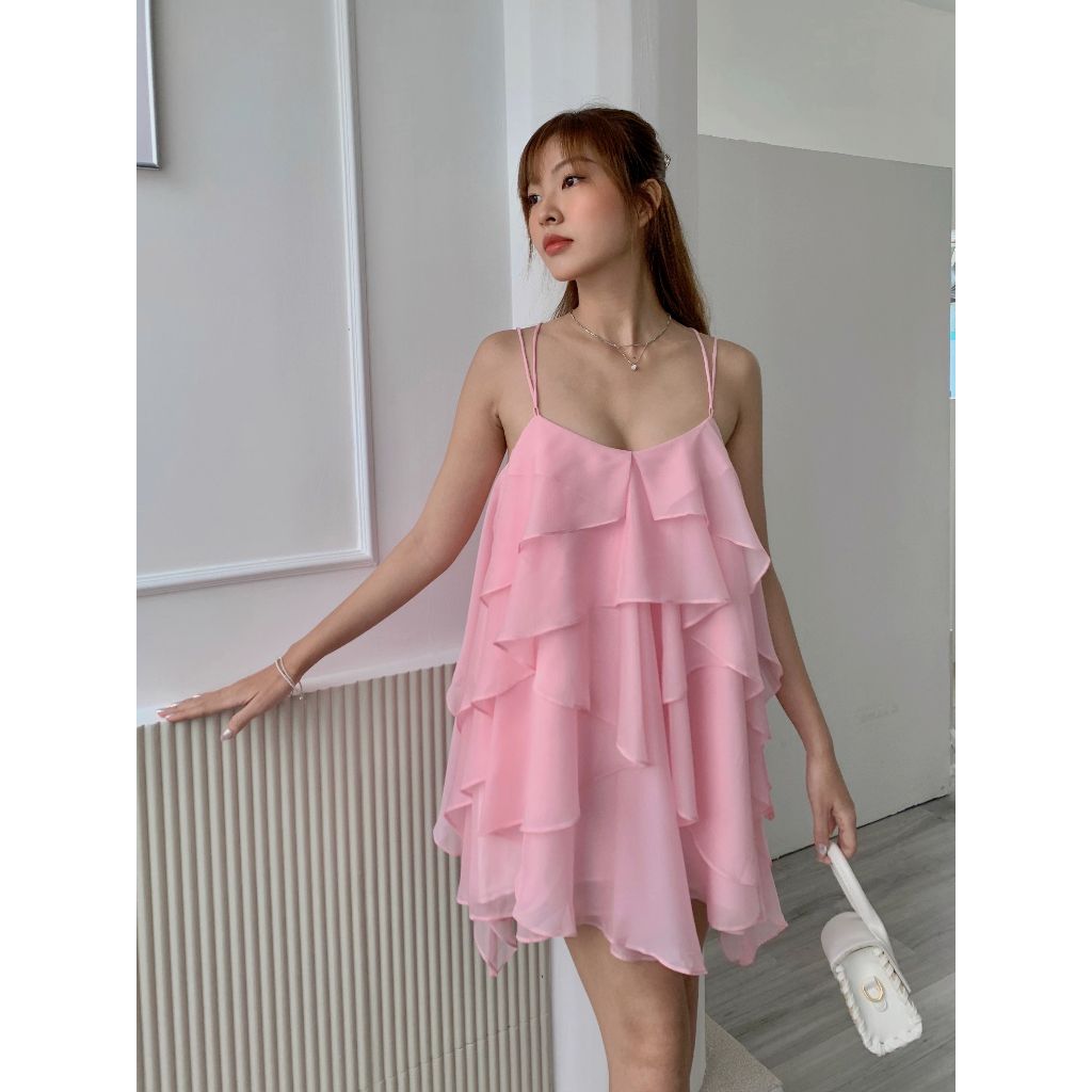 Đầm Nữ  Hai Dây Xấp Tầng Nữ Tính -BELLY - GOÛT DE JUN