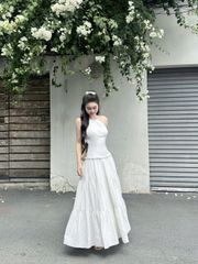 Đầm Nữ NOWSIL DRESS Cổ Yếm Form Maxi Xòe Đi Biển GOUT DE JUN