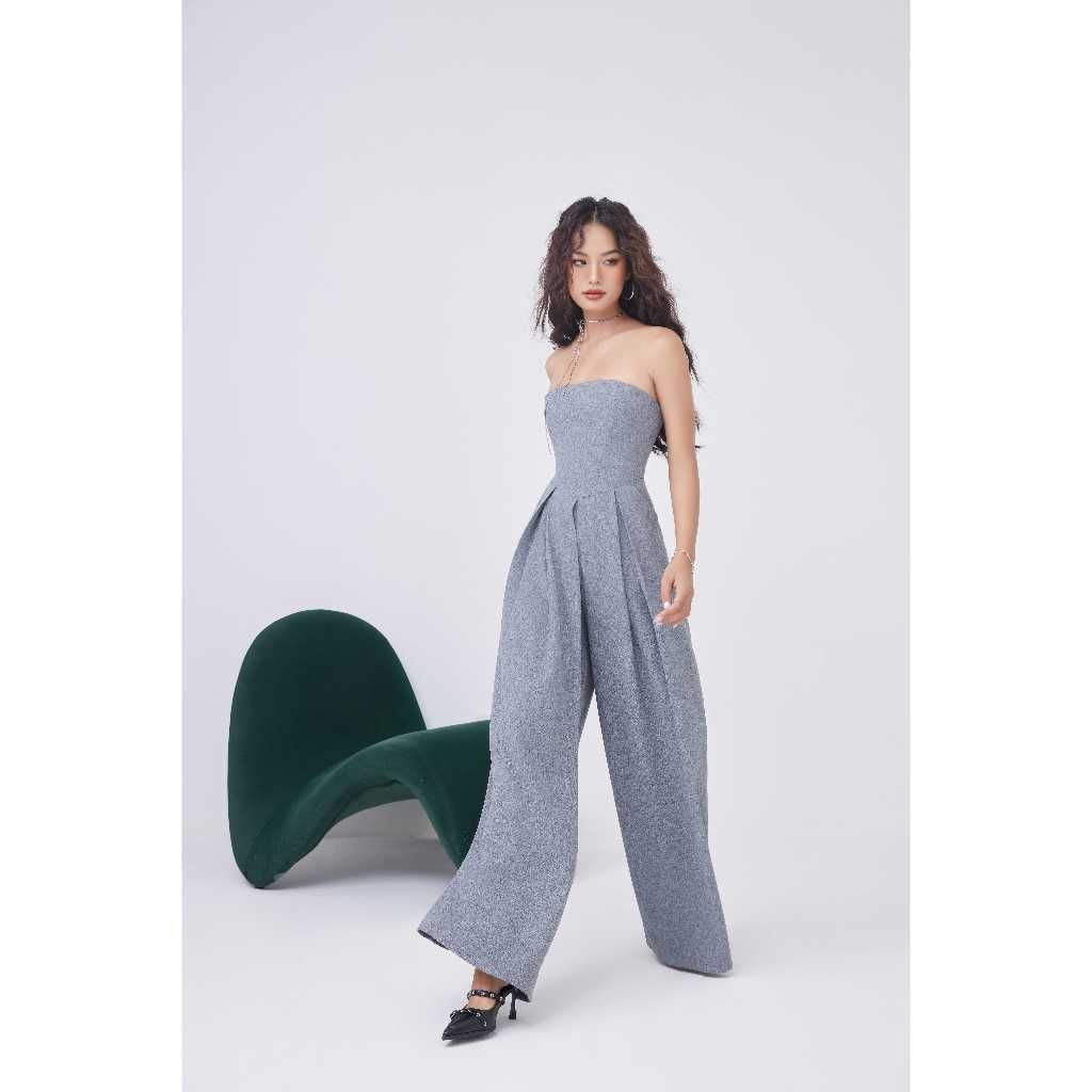 Jumpsuit Cúp Ngực Quần Ống Rộng Trơn Đơn Giản Cho Nữ - HANKY JUMP - GOÛT DE JUN