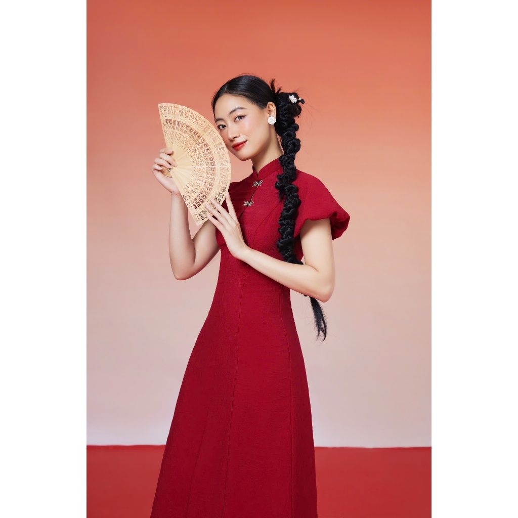 Đầm Dài Cổ Tàu Tay Ngắn Phồng Dáng Xòe Tiểu Thư Nữ Tính - NIÊN HOA - GOÛT DE JUN