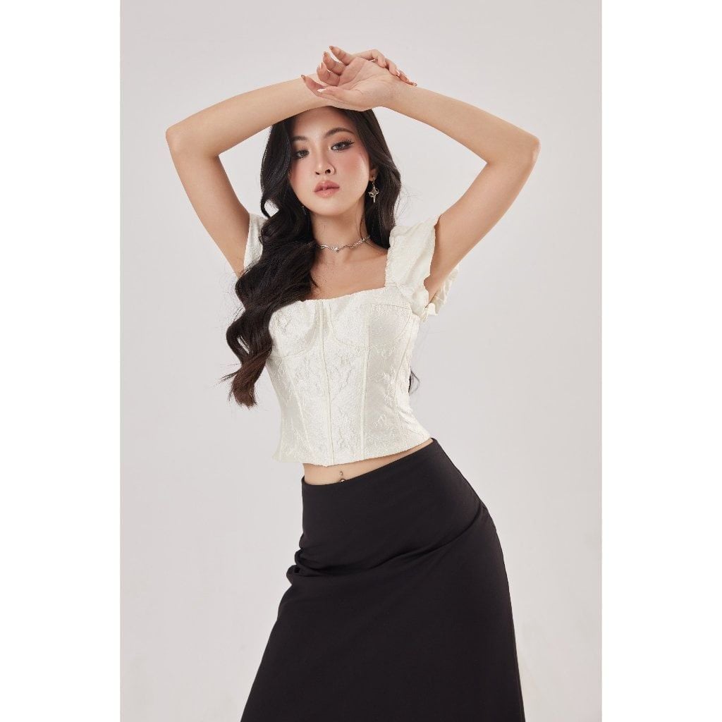 Áo Croptop Dáng Corset Tay Bồng Tôn Eo - CALIE TOP - GOÛT DE JUN