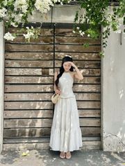 Đầm Nữ NOWSIL DRESS Cổ Yếm Form Maxi Xòe Đi Biển GOUT DE JUN