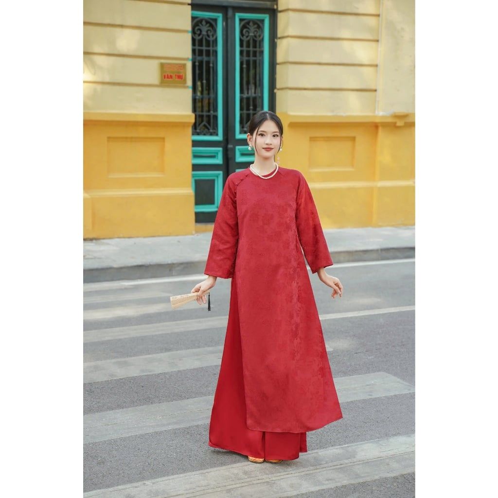 Áo Dài Nữ Truyền Thống Freesize Vân Hoa Nổi (không kèm quần) - KHÁNH YÊN - GOÛT DE JUN