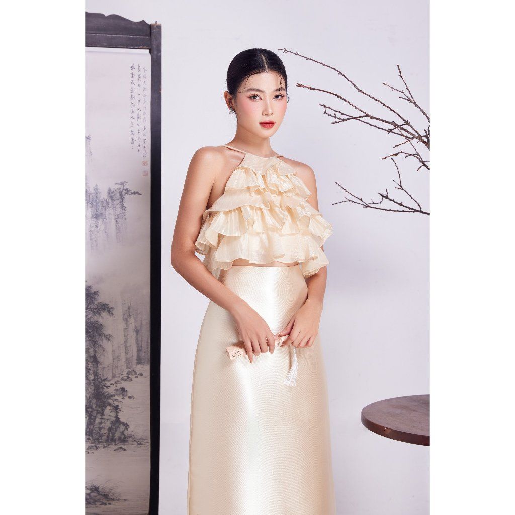 Chân Váy Nữ Dáng Dài Tafta Đứng Form Sang Trọng (Không kèm áo) - KYO SKIRT - GOÛT DE JUN
