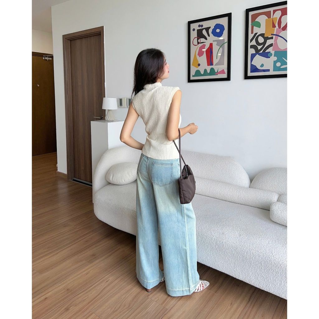 Áo Len Dệt Kim Không Tay Cổ Cao Freesize Dễ Thương -HALLY TOP -  GOÛT DE JUN
