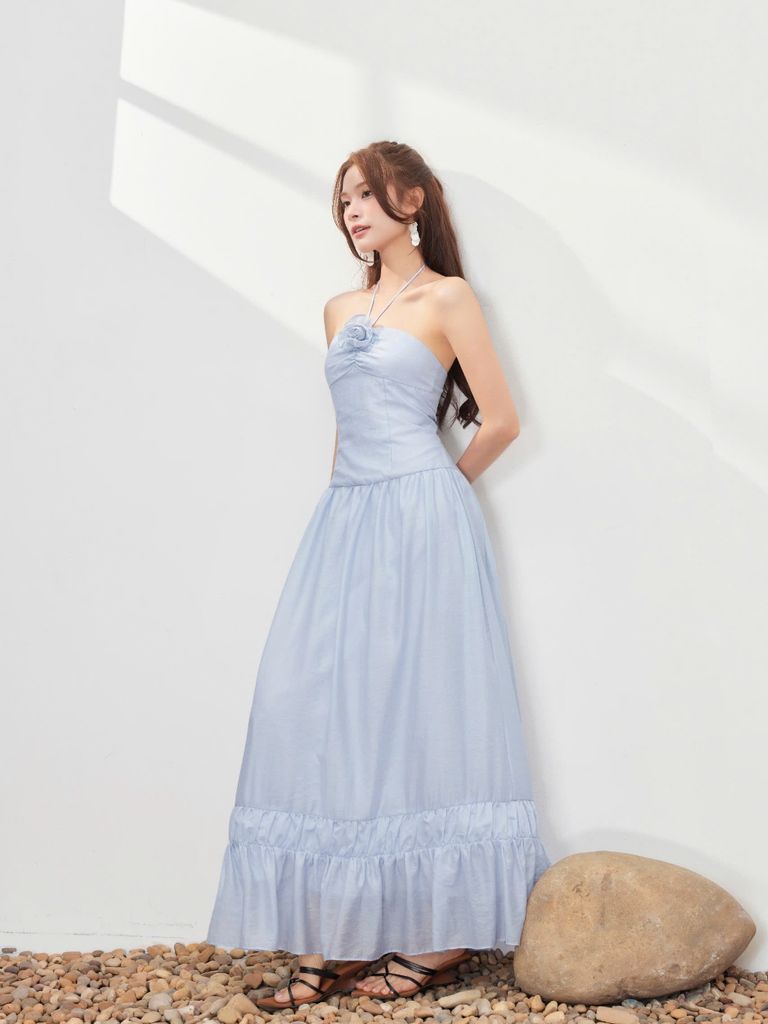 Đầm Nữ GOWBO DRESS Maxi Xòe Cổ Yếm Siêu Xinh GOUT DE JUN