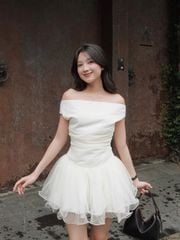 Đầm Nữ TIMIE Chiết Eo Dáng Xòe Sang Trọng GOÛT DE JUN