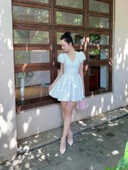 Đầm Nữ Tay Phồng Chiết Eo Tôn Dáng Form Xòe Hoa 3D Dễ Thương - MISI DRESS - GOÛT DE JUN