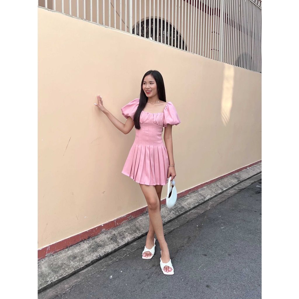 Đầm nữ tay phồng xếp ly form ngắn WYNA DRESS - GOÛT DE JUN