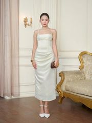 Đầm Nữ POIREA Đi Tiệc Hai Dây Dáng Dài Nhún Eo Sang Trọng GOÛT DE JUN