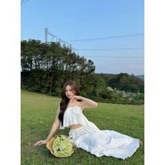 Set Áo Croptop Cột Nơ Mùa Hè Phối Chân Váy Dài (bán lẻ) - WASSI SET - GOÛT DE JUN