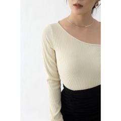 GOÛT DE JUN - Áo nữ body  tay dài cổ lệch - Gany Top