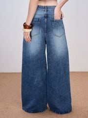 Quần Jeans Nữ FALLOT Wash Ống Rộng Basic GOUT DE JUN