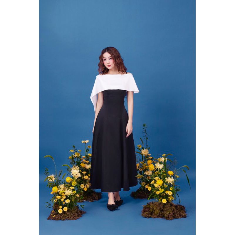 Đầm Dự Tiệc Hai Dây Dáng Xoè Trơn Kèm Áo Choàng Sang Trọng Quyến Rũ - WANRI DRESS - GOÛT DE JUN