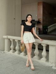 Áo Kiểu Nữ HUGHY Dáng Ngắn Cổ Vuông Tay Phồng GOÛT DE JUN