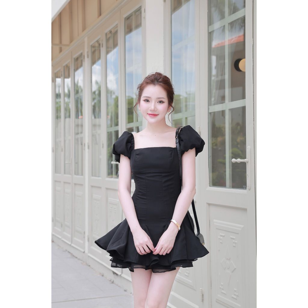 Đầm Nữ Mini Dự Tiệc Thiết Kế Tay Phồng Dáng Đuôi Cá Ngắn Dễ Thương - RAINA DRESS - GOÛT DE JUN
