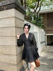 Đầm Nữ CHEIROS DRESS Cổ V Xếp Ly Dáng Xòe Tôn Eo Thanh Lịch GOUT DE JUN