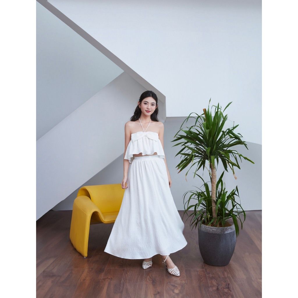 Set Áo Croptop Cột Nơ Mùa Hè Phối Chân Váy Dài (bán lẻ) - WASSI SET - GOÛT DE JUN