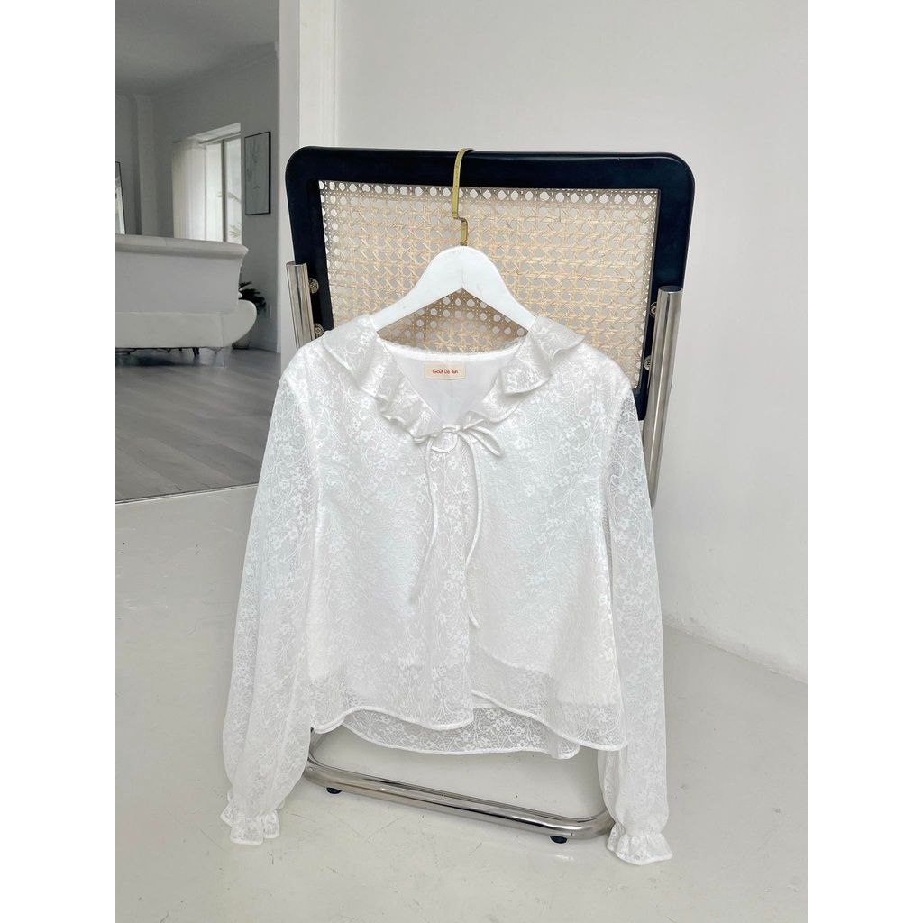 GOÛT DE JUN - Áo ren cổ bèo tay dài - Rinka Top