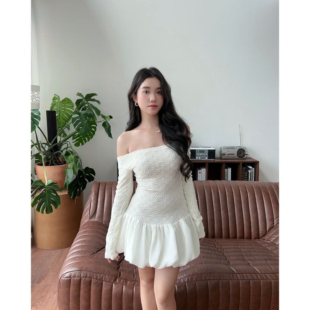 Đầm Nữ Mini Trễ Vai Ôm Body Tay Dài Dáng Bí  - JULEN DRESS - GOÛT DE JUN