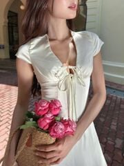 Đầm Nữ WISREN Cổ V Chất Lụa Mịn Sang Trọng GOÛT DE JUN