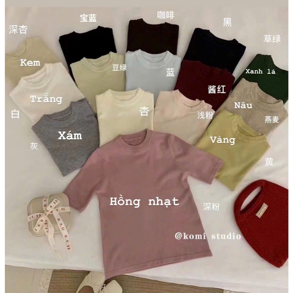 Áo Len Cổ Tròn Tay Ngắn Trơn Phong Cách Trẻ Trung Năng Động - JADE TOP - GOÛT DE JUN