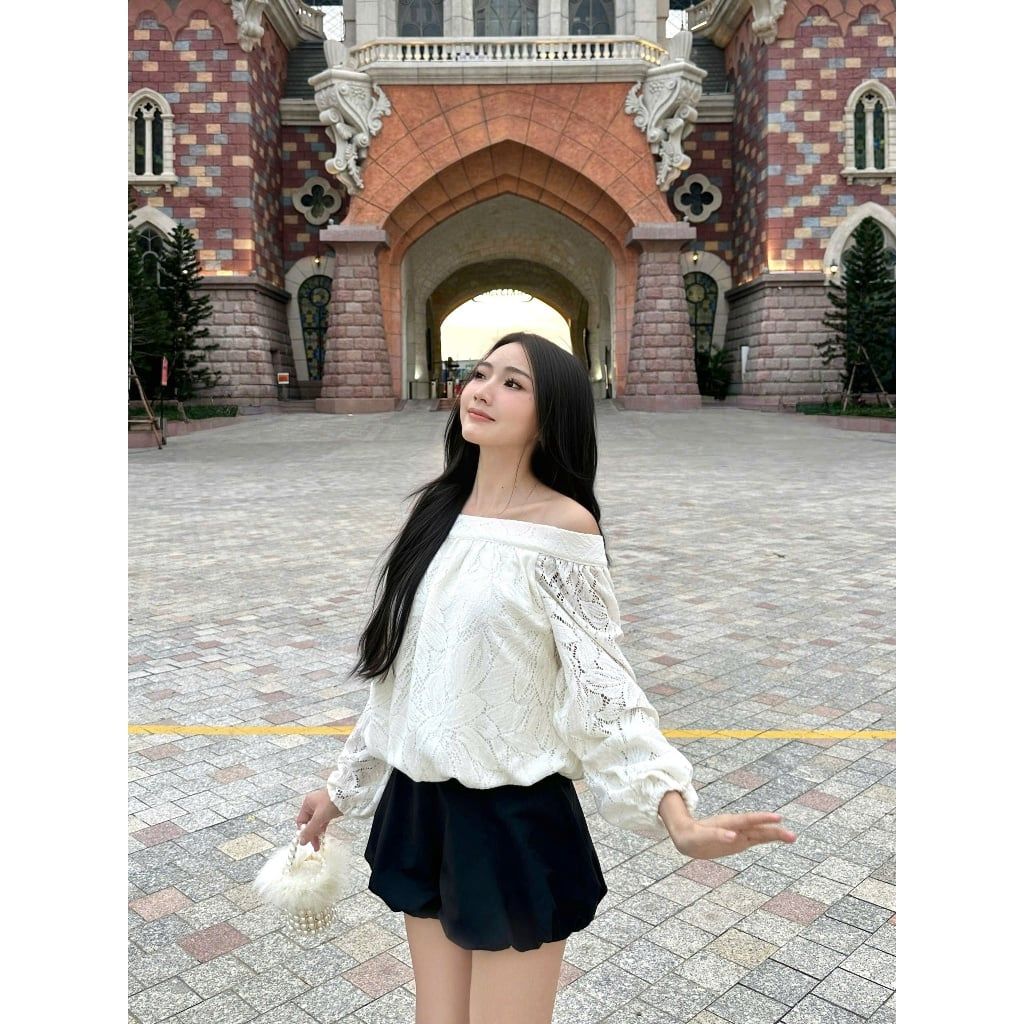 Áo Nữ Tay Dài Trễ Vai Dáng Bí Năng Động - KARLIN TOP - GOÛT DE JUN