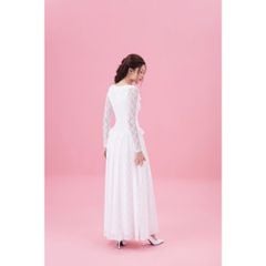 Đầm Xòe Dự Tiệc Tay Dài Viền Bèo Phối Ren Sang Trọng - LEWIS DRESS - GOÛT DE JUN