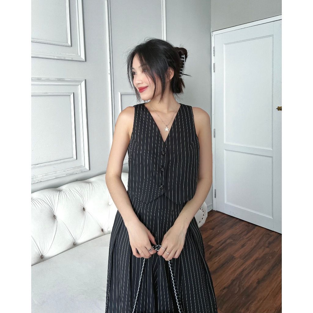 Set Áo Croptop Gile Mùa Hè Phối Quần Ống Rộng (bán lẻ) - HOLLIS SET - GOÛT DE JUN