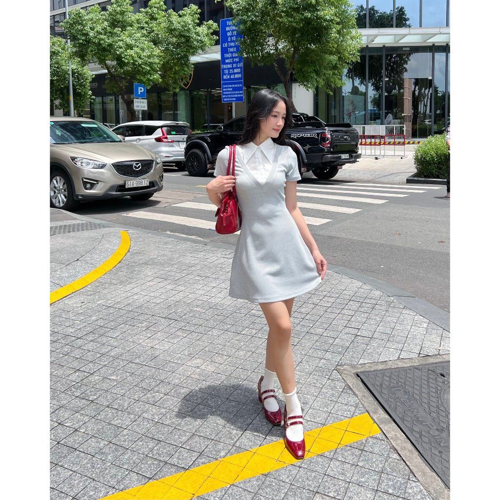 Đầm Nữ Ngắn Phối Cổ Sơ Mi Công Sở Năng Động -GELA DRESS - GOÛT DE JUN
