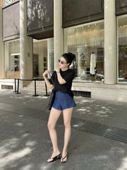 Áo Nữ Hoa Văn ZAYSID Tay Ngắn Mùa Hè Kèm Áo Bra GOÛT DE JUN