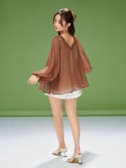 Áo Kiểu Nữ Diary Tay Dài Phồng Cổ V phối Bèo Nữ Tính GOÛT DE JUN