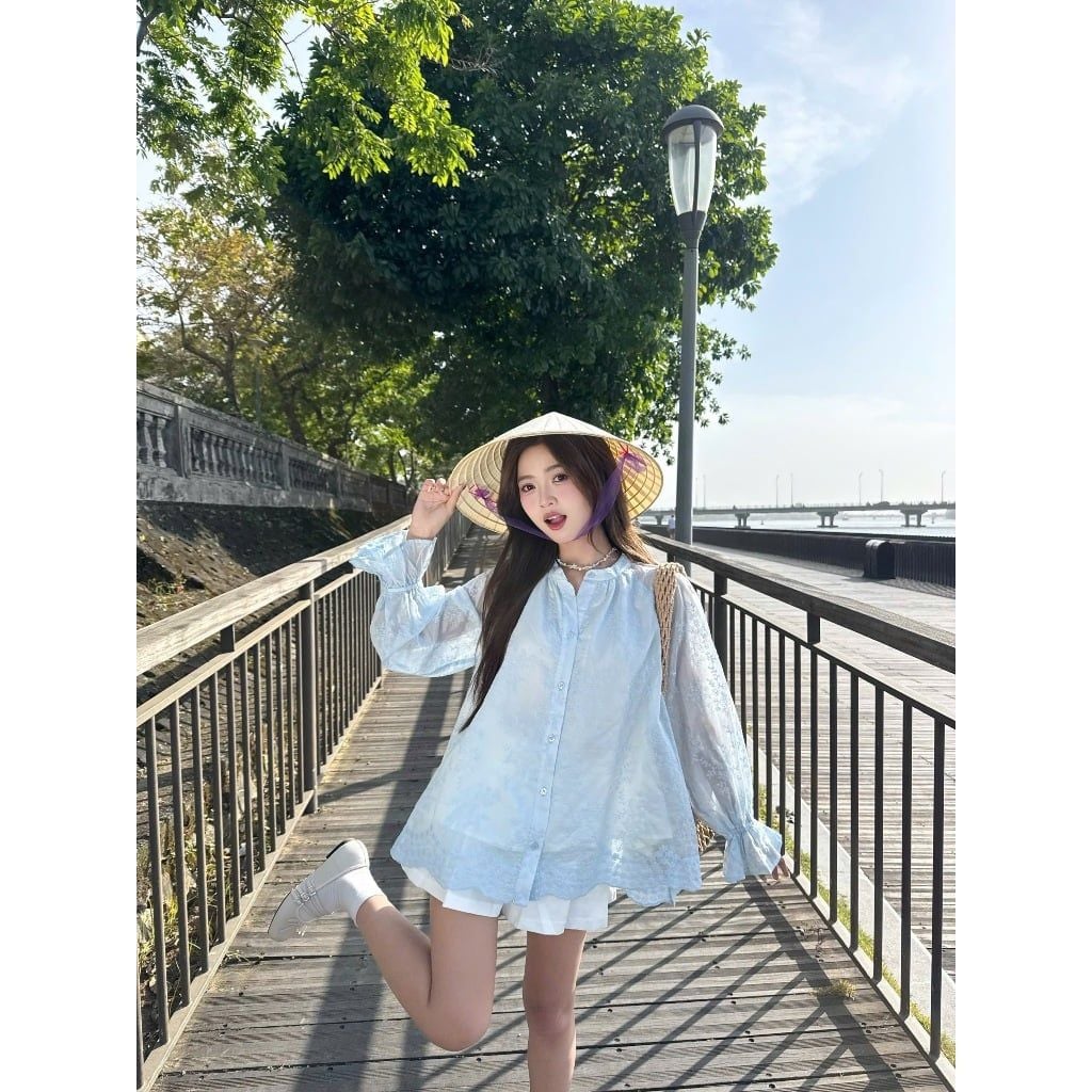 Áo Babydoll Nữ Cổ Trụ Viền Bèo Bo Tay Siêu Xinh - TAWON TOP - GOÛT DE JUN