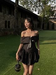 Đầm Nữ Mini Trễ Vai Form Bí Chất Liệu Tweed Sang Trọng - LIURI DRESS - GOÛT DE JUN