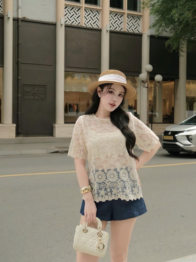 Áo Kiểu Nữ VERTOS TOP Xuyên Thấu Họa Tiết In Hoa Nổi Bật Nữ Tính GOÛT DE JUN