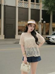 Áo Kiểu Nữ VERTOS TOP Xuyên Thấu Họa Tiết In Hoa Nổi Bật Nữ Tính GOÛT DE JUN