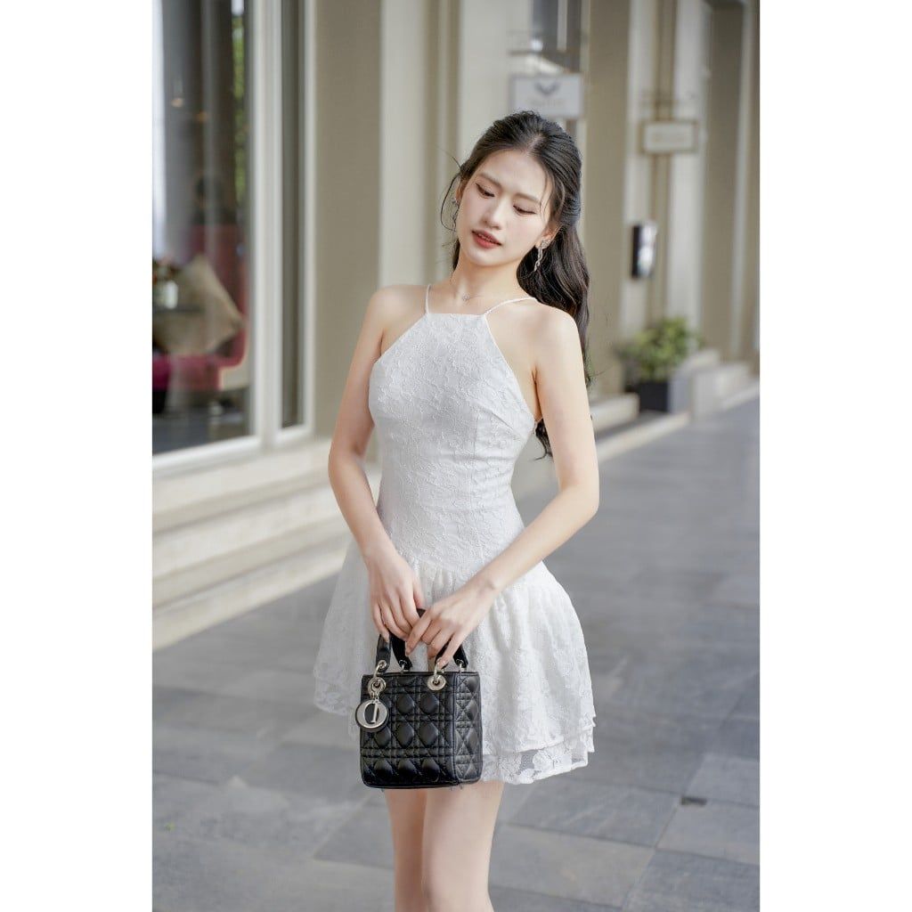 Đầm Ren Cổ Yếm Dáng Xòe Xếp Tầng Cho Nữ - MONY DRESS - GOÛT DE JUN