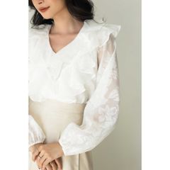 GOÛT DE JUN - Áo cổ bèo họa tiết hoa - Bito Top