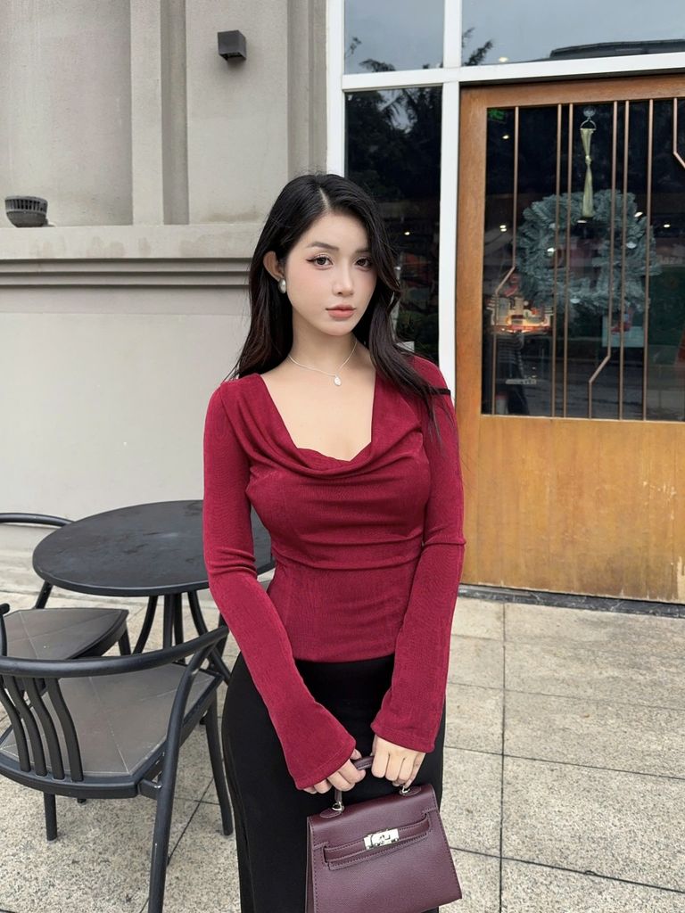 Áo Kiểu Nữ IMORY Tay Dài Cổ Đổ Hở Lưng Nữ Tính GOÛT DE JUN