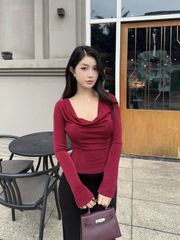 Áo Kiểu Nữ IMORY Tay Dài Cổ Đổ Hở Lưng Nữ Tính GOÛT DE JUN