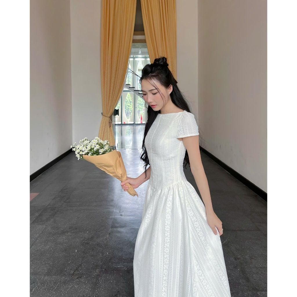Đầm Dự Tiệc Tay Ngắn Thiết Kế Form Dài Thanh Lịch - ARCHI DRESS - GOÛT DE JUN