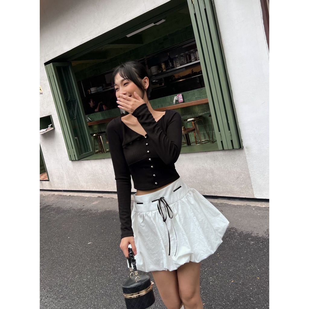 Chân Váy Nữ Thiết Kế Dáng Bí Ngắn Thắt Nơ Năng Động - JOLIC SKIRT - GOÛT DE JUN