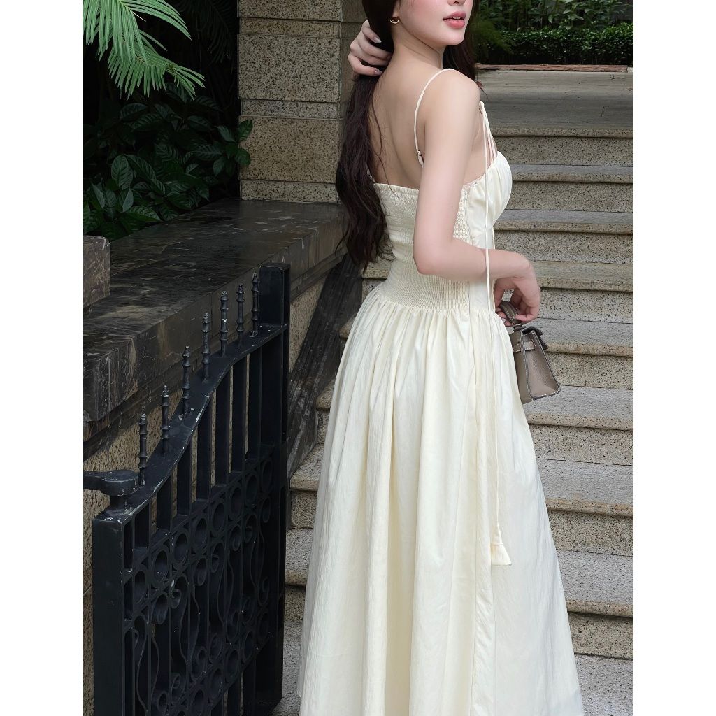 Đầm Nữ Hai Dây Dáng Dài Nhún Ngực Nữ Tính - JOSE DRESS - GOÛT DE JUN
