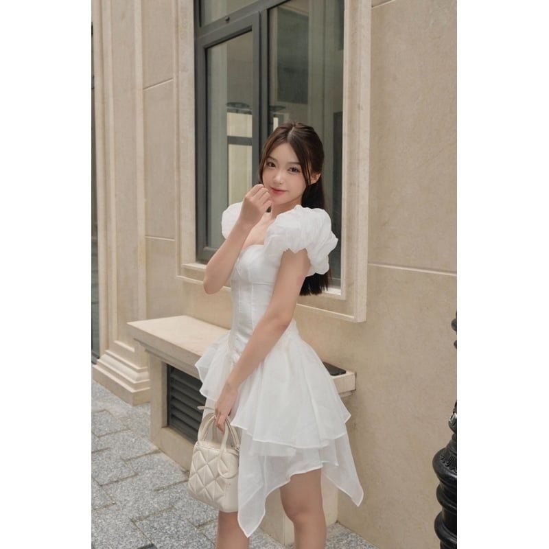 Đầm Nữ Trắng Tay Phồng Form Xòe - LOURA DRESS - GOÛT DE JUN