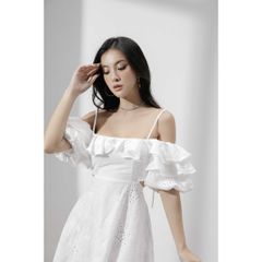 Đầm Nữ Ngắn Đi Biển Trễ Vai Thiết Kế Hơ Lưng LEAVE DRESS - GOÛT DE JUN
