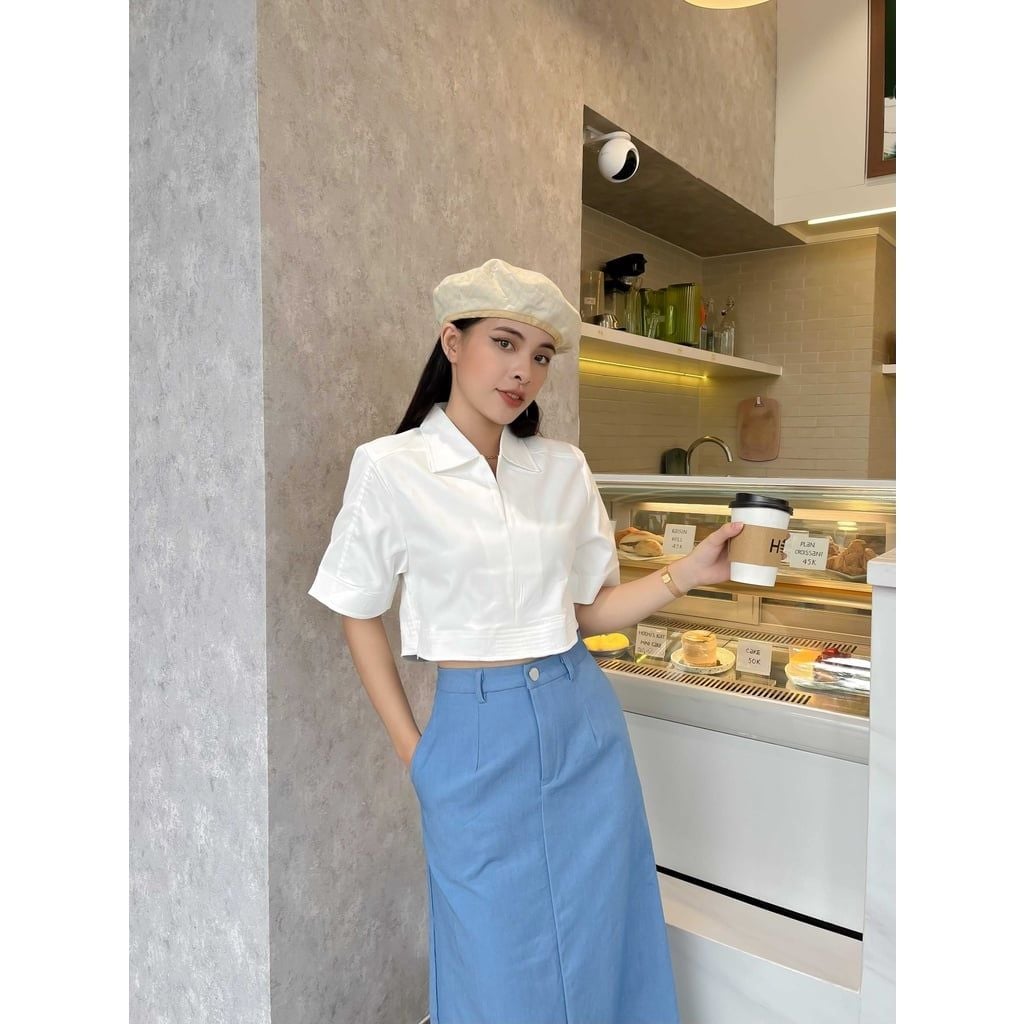 GOÛT DE JUN - Áo croptop nữ sơ mi - LINCY TOP