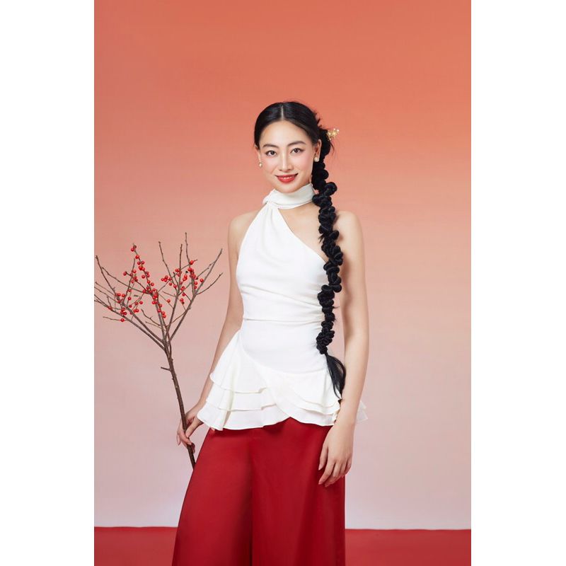 Áo Nữ Thiết Kế Lệch Vai Nhún Eo Xoè Tầng Tôn Dáng - CAMILA TOP - GOÛT DE JUN