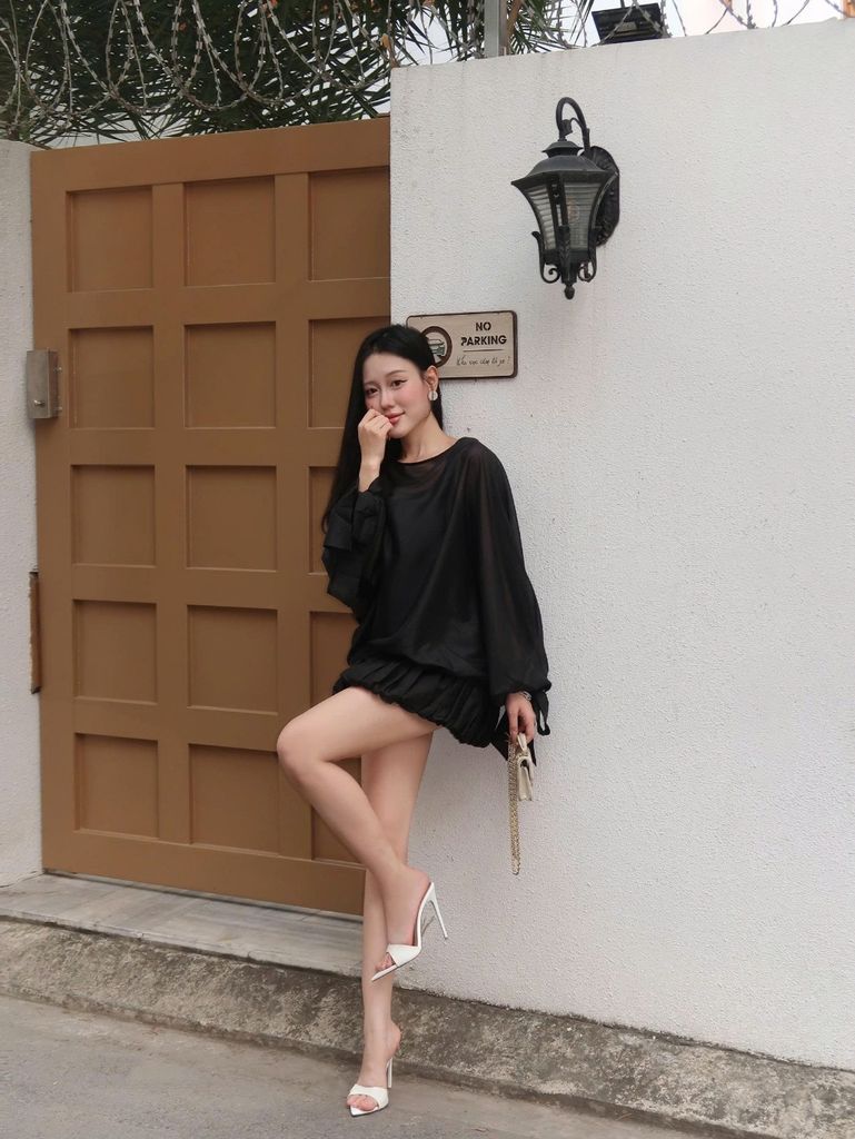 Đầm Nữ ARRIAL Voan Tơ Tay Phồng Cánh Dơi Sang Trọng Dự Tiệc GOÛT DE JUN